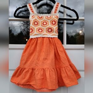 Haute Hippie Orange Ruffled Sundress Sleeveless Square Neck